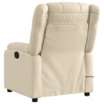 Fauteuil inclinable de massage électrique crème tissu – Image 2