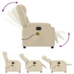 Fauteuil inclinable de massage électrique crème tissu – Image 4