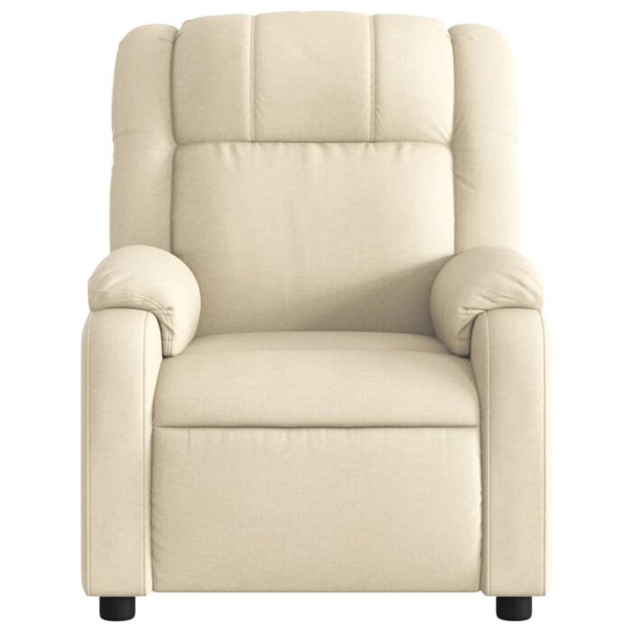 Fauteuil inclinable de massage électrique crème tissu – Image 6
