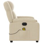 Fauteuil inclinable de massage électrique crème tissu – Image 7