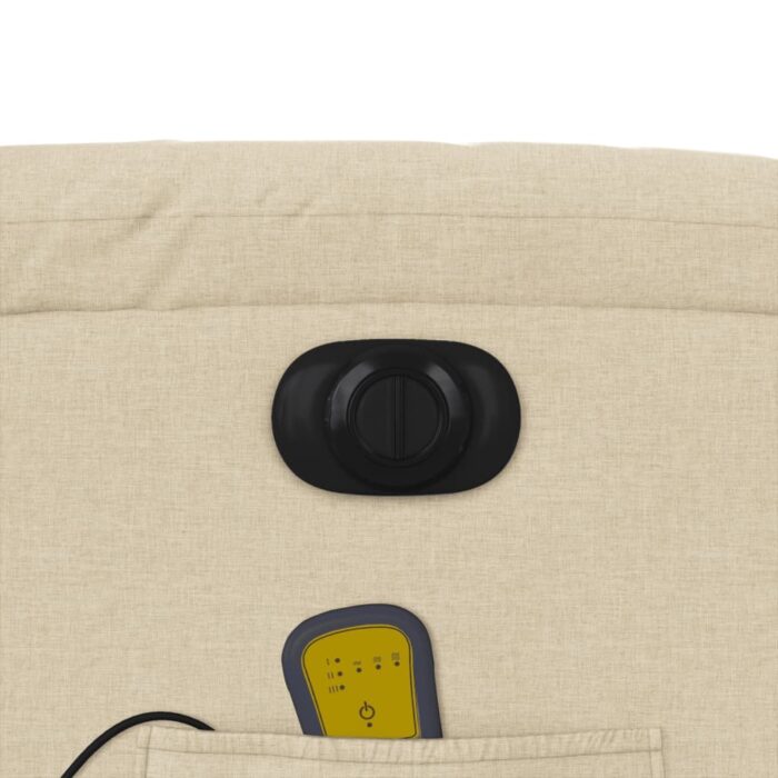 Fauteuil inclinable de massage électrique crème tissu – Image 9