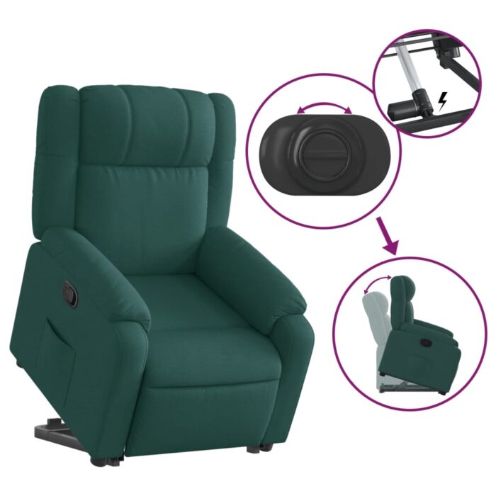 Fauteuil inclinable vert foncé tissu – Image 3