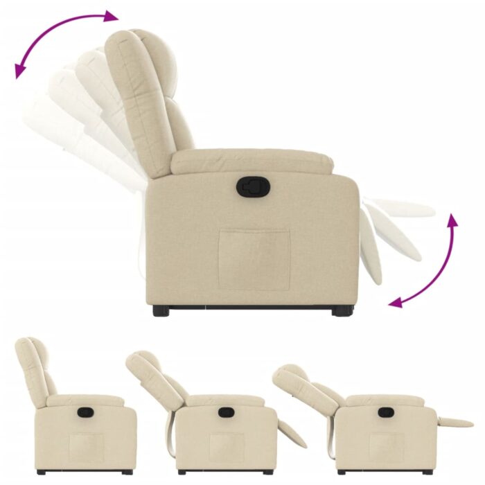 Fauteuil inclinable Crème Tissu – Image 4