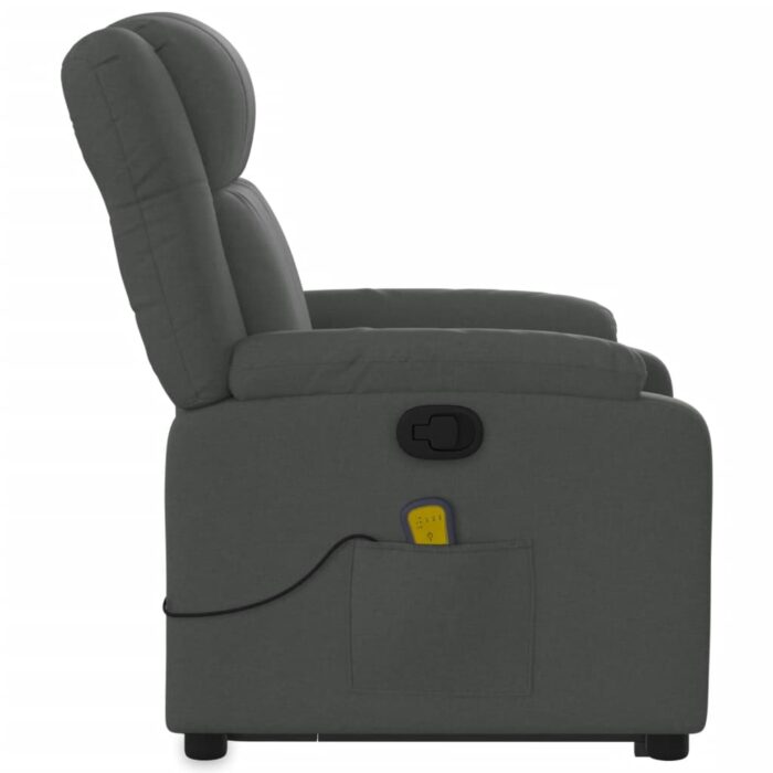 Fauteuil de massage inclinable Gris foncé Tissu – Image 7