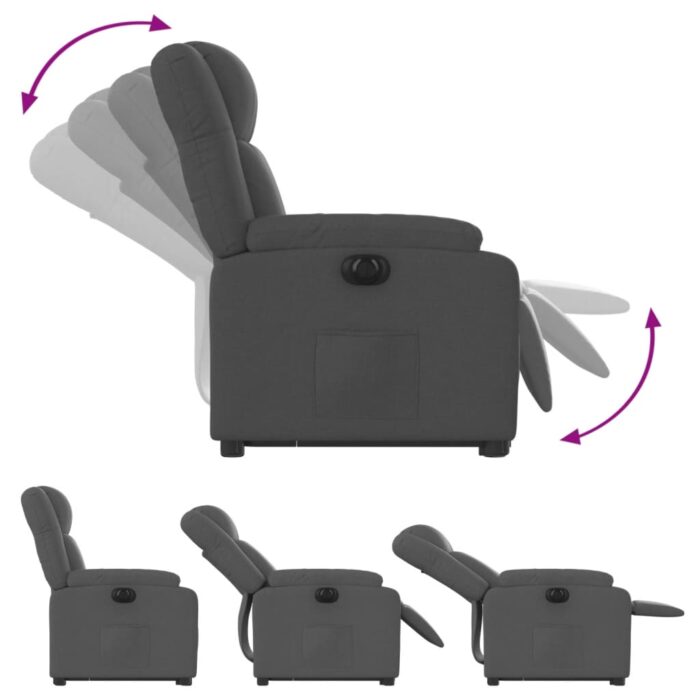 Fauteuil inclinable électrique gris foncé tissu – Image 4