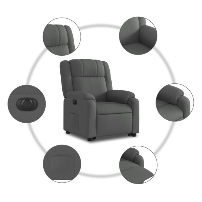 Fauteuil inclinable électrique gris foncé tissu – Image 5