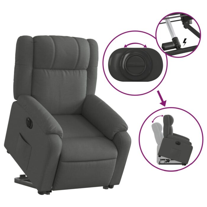 Fauteuil inclinable électrique gris foncé tissu – Image 8