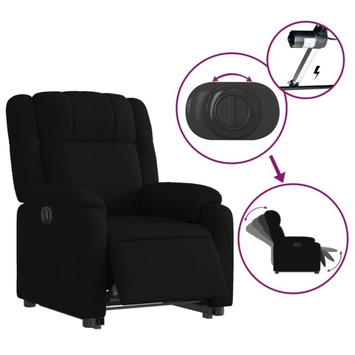 Fauteuil inclinable électrique noir tissu – Image 3