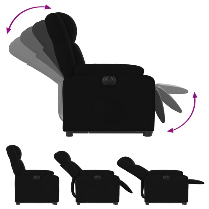 Fauteuil inclinable électrique noir tissu – Image 4