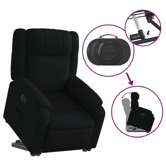 Fauteuil inclinable électrique noir tissu – Image 8