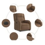 Fauteuil inclinable électrique marron tissu – Image 5