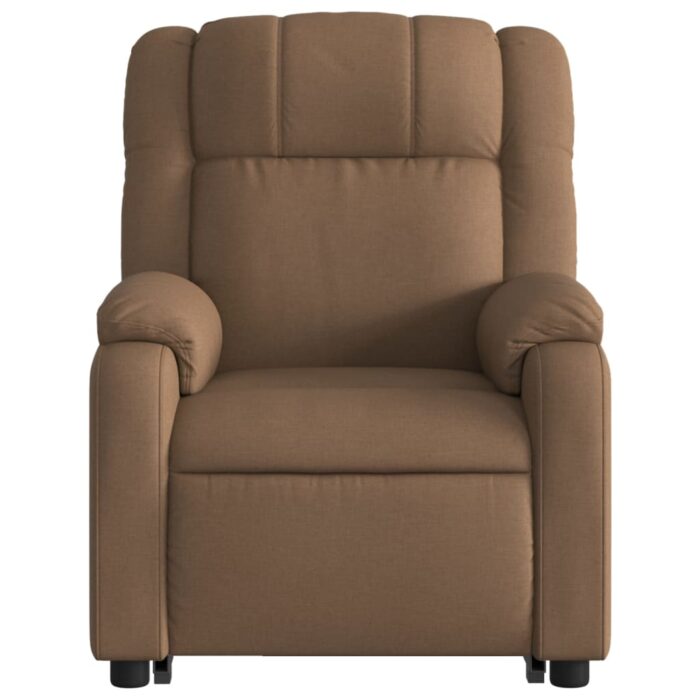 Fauteuil inclinable électrique marron tissu – Image 6