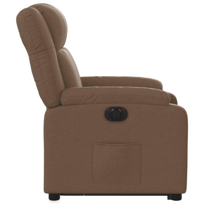 Fauteuil inclinable électrique marron tissu – Image 7