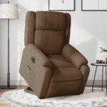 Fauteuil inclinable électrique marron tissu