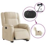 Fauteuil inclinable électrique crème tissu – Image 3