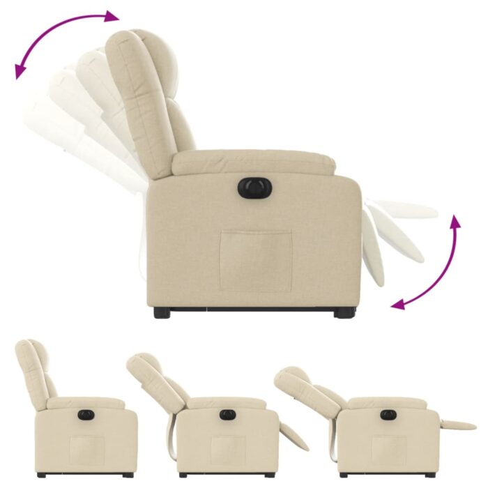 Fauteuil inclinable électrique crème tissu – Image 4