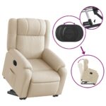 Fauteuil inclinable électrique crème tissu – Image 8