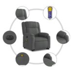 Fauteuil inclinable de massage électrique Gris foncé Tissu – Image 5