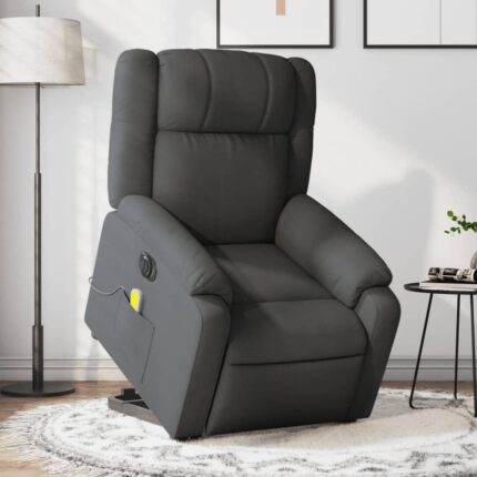 Fauteuil inclinable de massage électrique Gris foncé Tissu