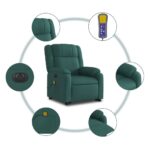 Fauteuil inclinable de massage électrique Vert foncé Tissu – Image 5