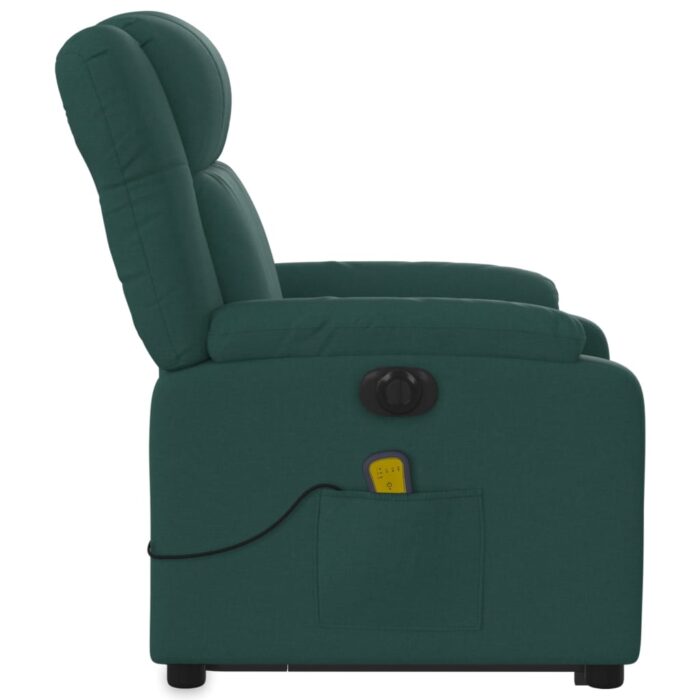 Fauteuil inclinable de massage électrique Vert foncé Tissu – Image 7