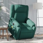 Fauteuil inclinable de massage électrique Vert foncé Tissu