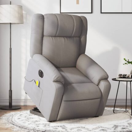 Fauteuil inclinable de massage électrique Taupe Tissu