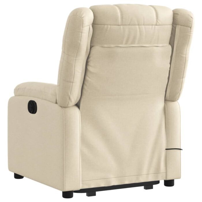 Fauteuil inclinable de massage électrique Crème Tissu – Image 2