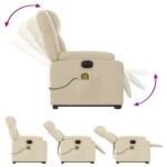 Fauteuil inclinable de massage électrique Crème Tissu – Image 4