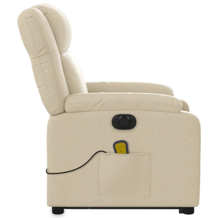 Fauteuil inclinable de massage électrique Crème Tissu – Image 7