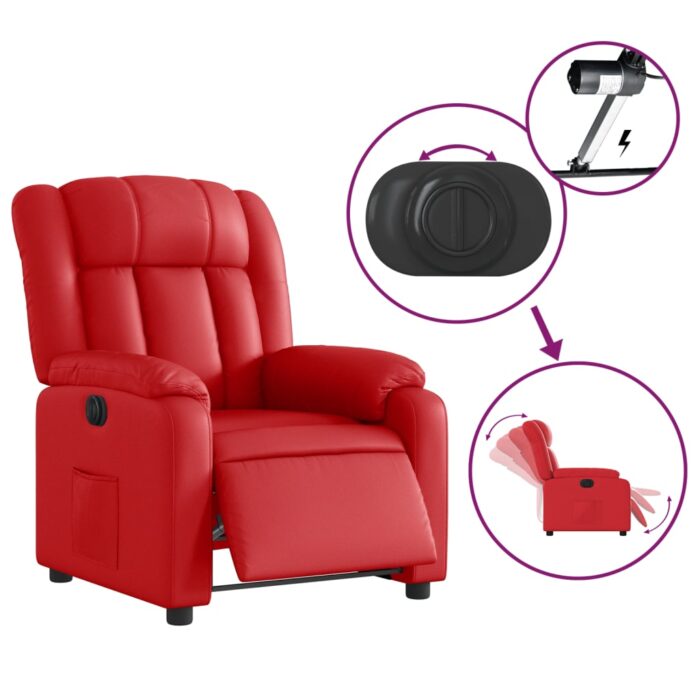 Fauteuil inclinable électrique Rouge Similicuir – Image 3