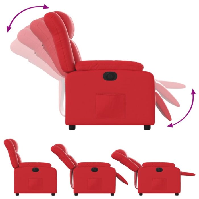 Fauteuil inclinable électrique Rouge Similicuir – Image 4