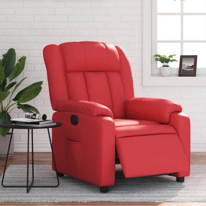 Fauteuil inclinable électrique Rouge Similicuir – Image 1