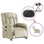Fauteuil de massage inclinable électrique crème similicuir – Image 3