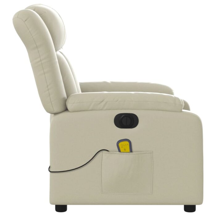 Fauteuil de massage inclinable électrique crème similicuir – Image 7