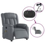 Fauteuil de massage inclinable électrique gris similicuir – Image 3