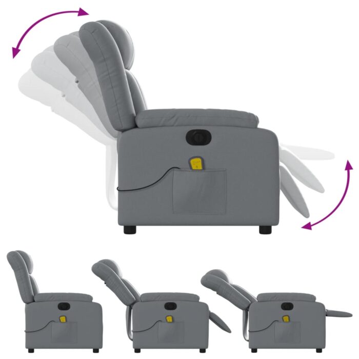 Fauteuil de massage inclinable électrique gris similicuir – Image 4