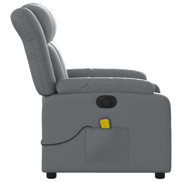 Fauteuil de massage inclinable électrique gris similicuir – Image 7