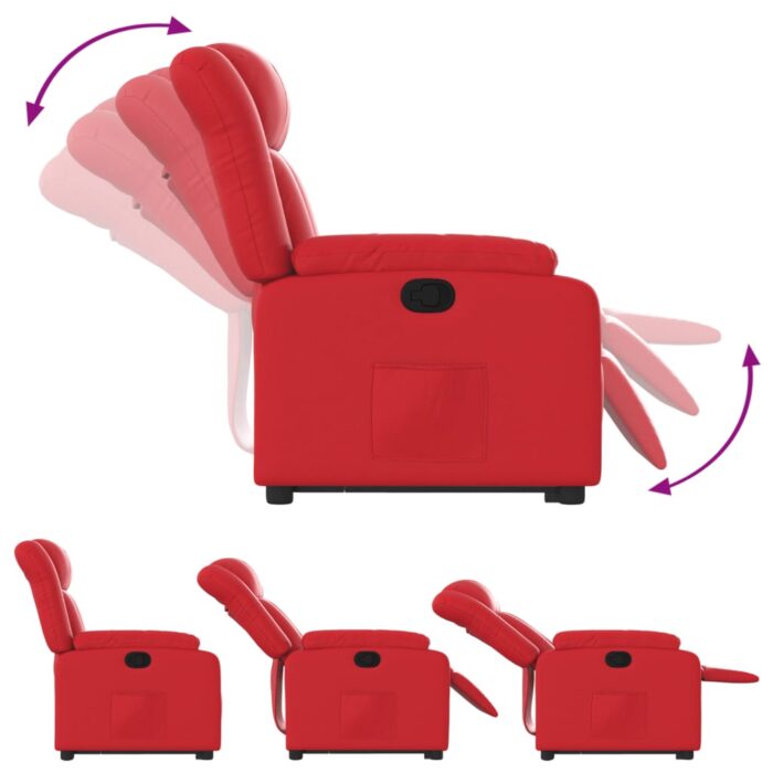 Fauteuil inclinable Rouge Similicuir – Image 4