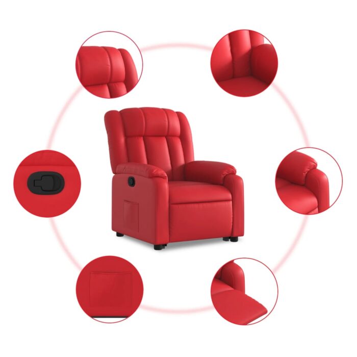 Fauteuil inclinable Rouge Similicuir – Image 5