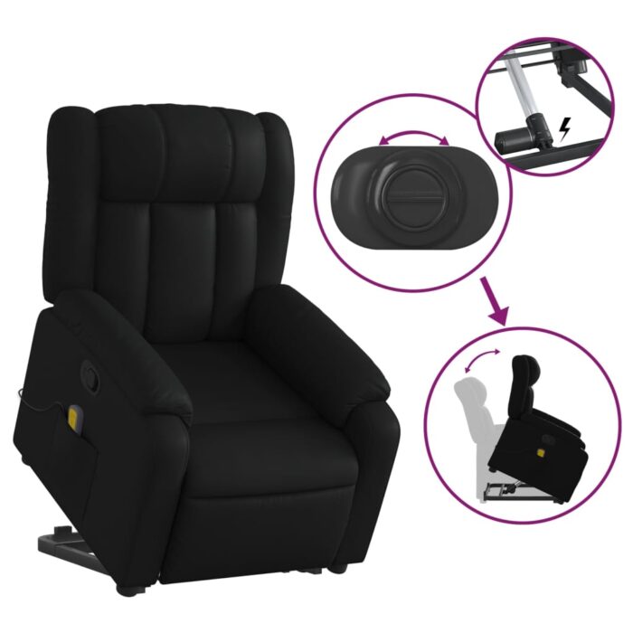 Fauteuil inclinable de massage Noir Similicuir – Image 3