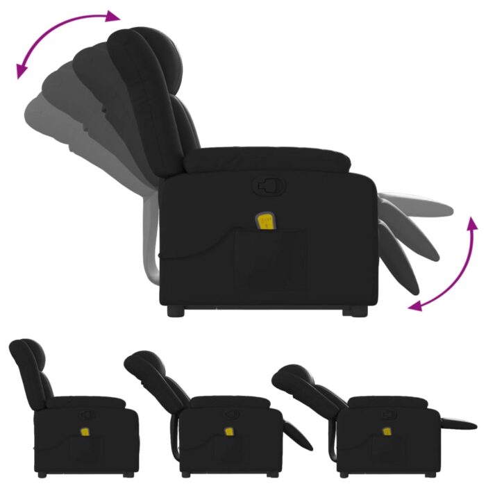 Fauteuil inclinable de massage Noir Similicuir – Image 4