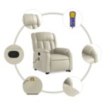 Fauteuil inclinable de massage Crème Similicuir – Image 5
