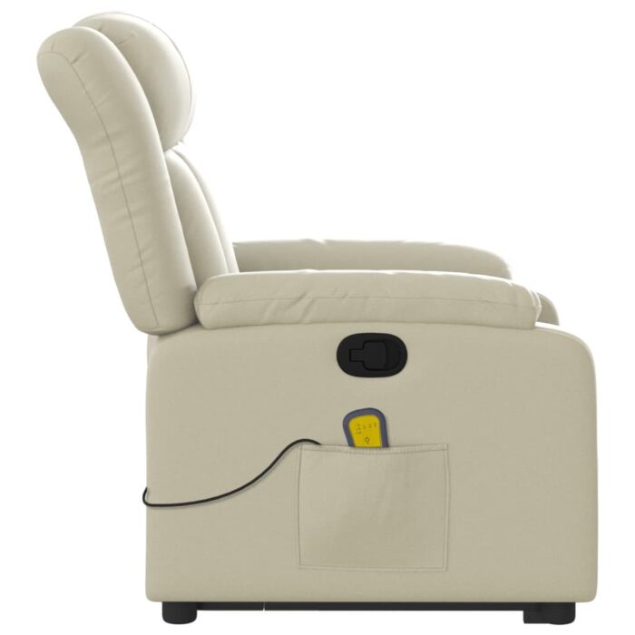 Fauteuil inclinable de massage Crème Similicuir – Image 7