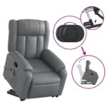 Fauteuil inclinable de massage Gris Similicuir – Image 3