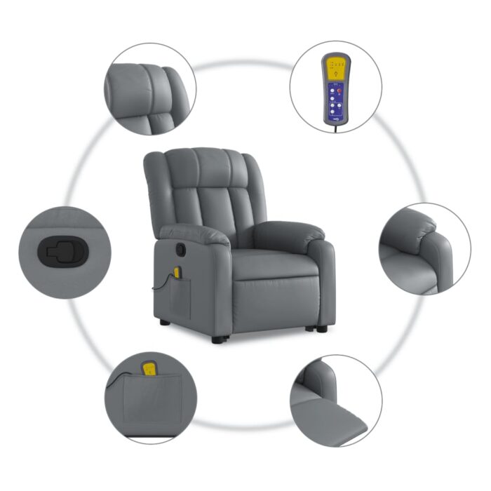 Fauteuil inclinable de massage Gris Similicuir – Image 5