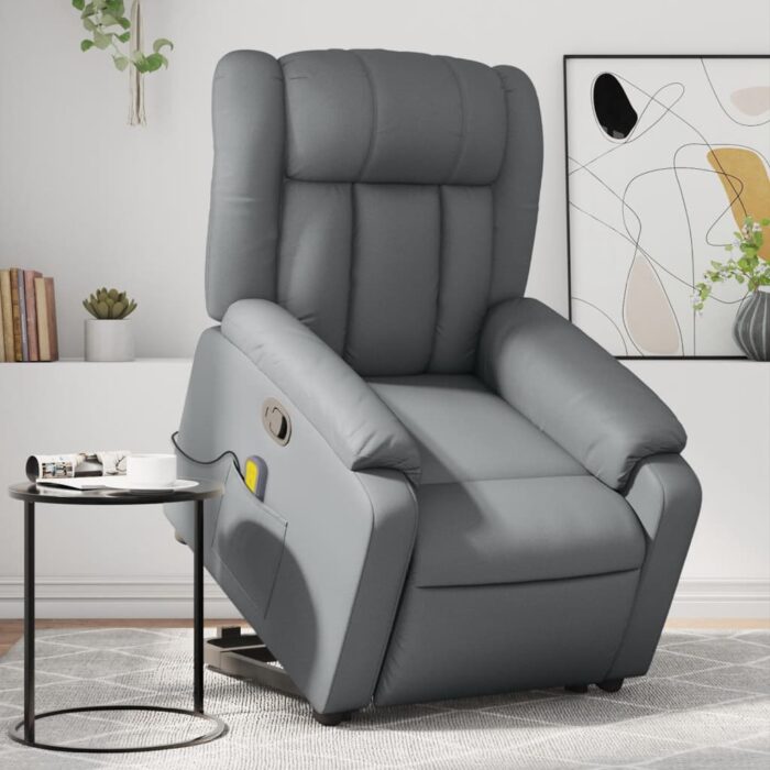 Fauteuil inclinable de massage Gris Similicuir – Image 1