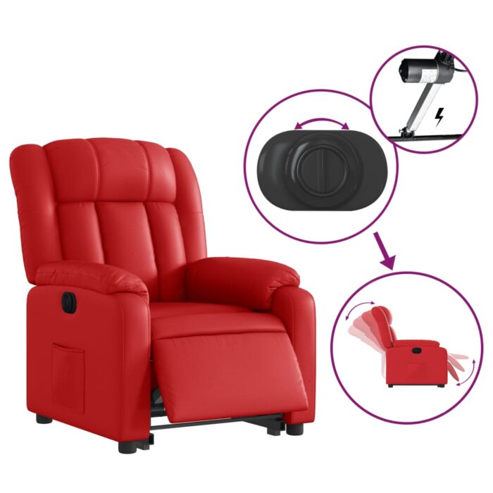 Fauteuil inclinable électrique rouge similicuir – Image 3