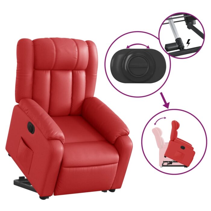 Fauteuil inclinable électrique rouge similicuir – Image 8