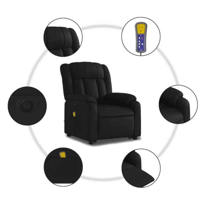 Fauteuil inclinable de massage électrique noir similicuir – Image 5